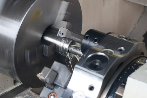 Turning lathe in action- close up